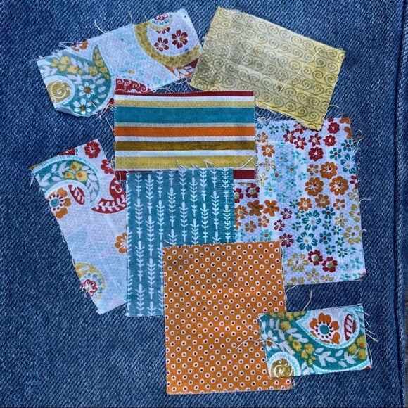 Vintage Y2K DIY up cycled distressed patch flare leg jeans small - Picture 6 of 8